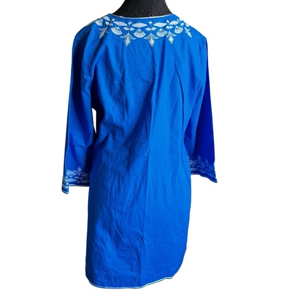 Jude Connally Blue Cotton Embroidered Tunic Dress Medium - Picture 3 of 9